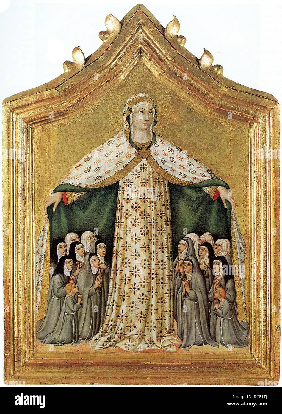 Madonna della Misericordia (Vierge de Pitié). Musée : collection privée. Auteur : Sano di Pietro. Banque D'Images
