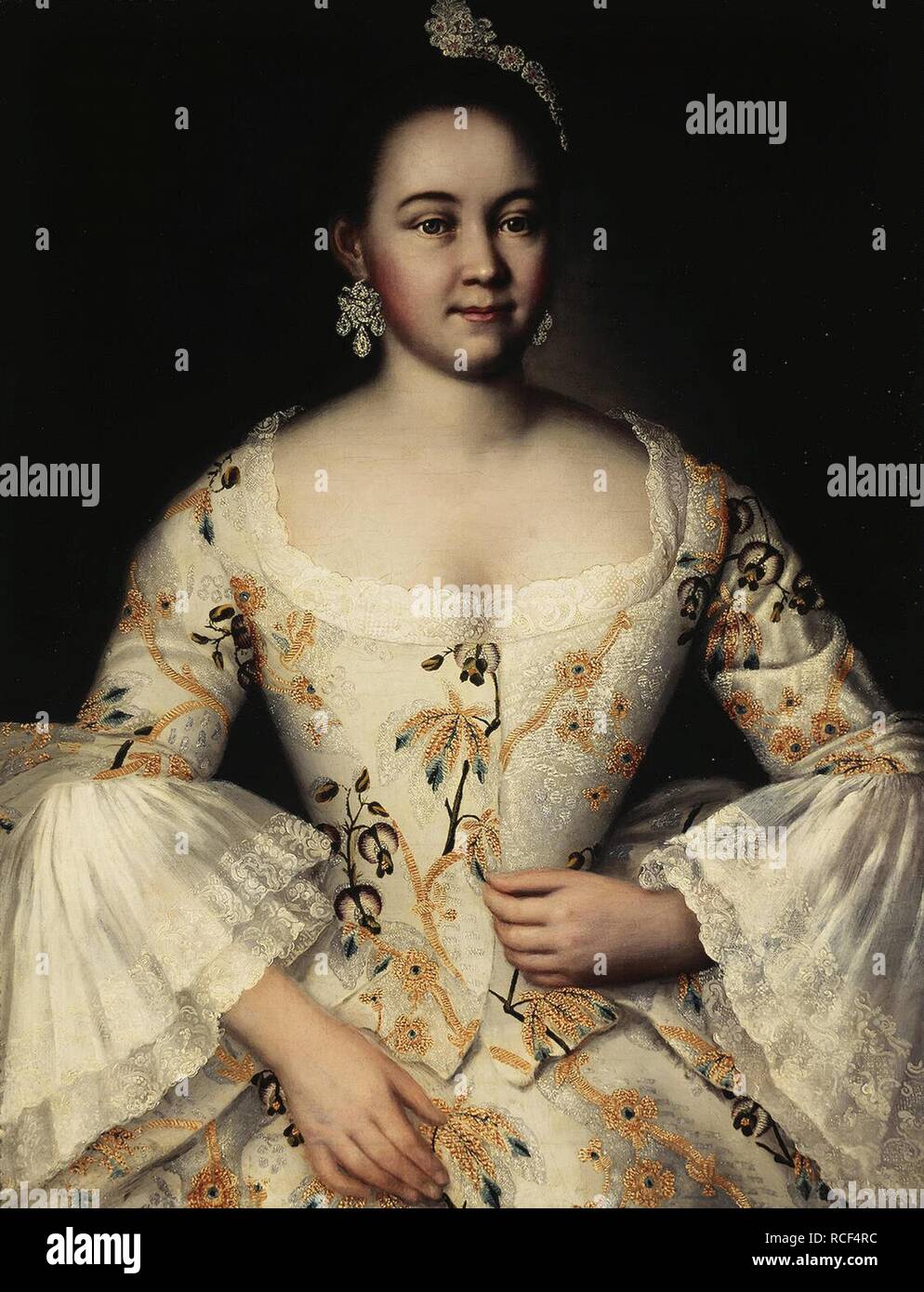 Portrait de Stepanida Yakovleva (1738-1781). Musée : Etat de l'Ermitage, Saint-Pétersbourg. Auteur : Ivan Vishnyakov Iakovlevitch. Banque D'Images