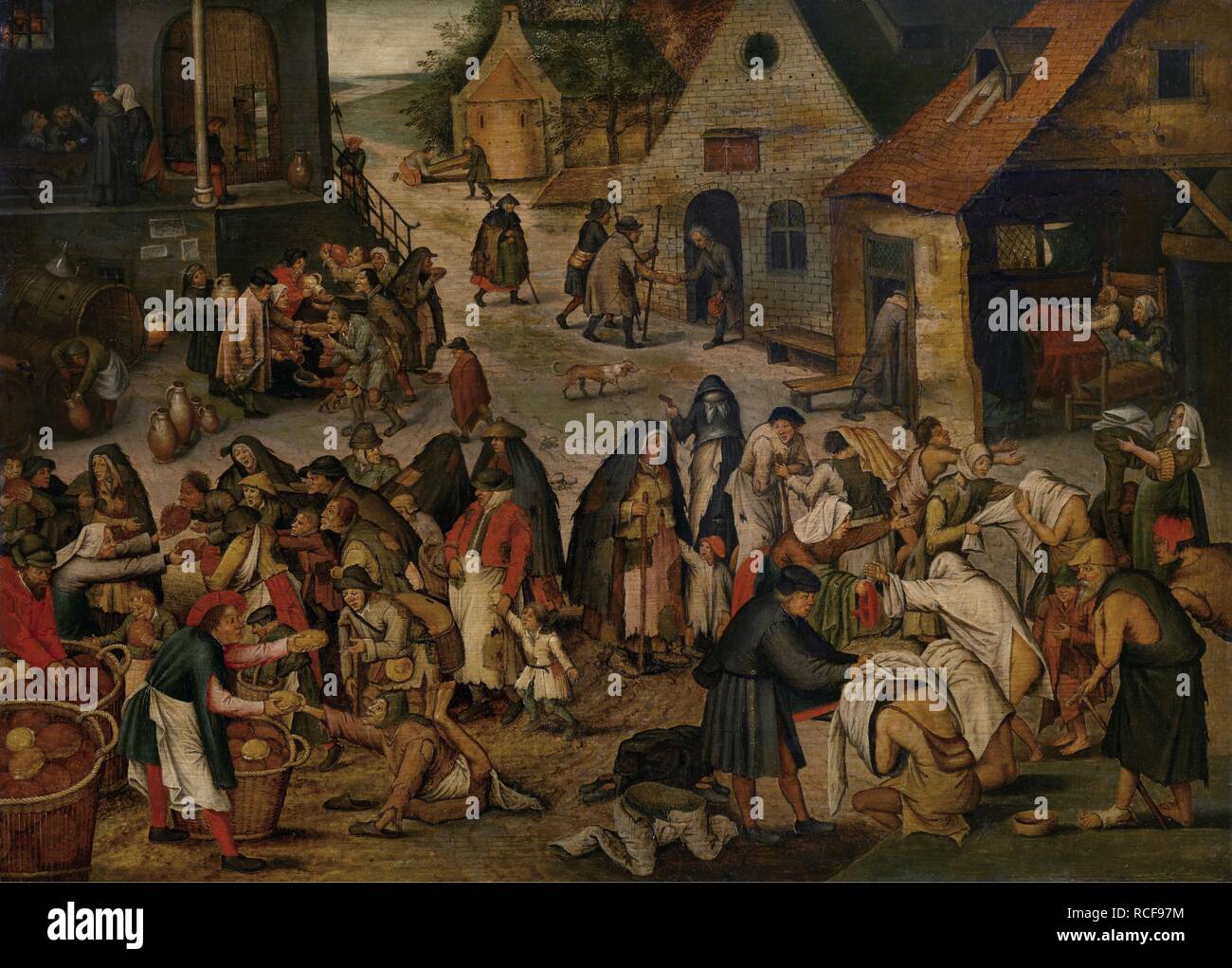 Les sept oeuvres de miséricorde. Musée : Musée Royal des Beaux-Arts, Anvers. Auteur : Pieter Brueghel, le plus jeune. Banque D'Images