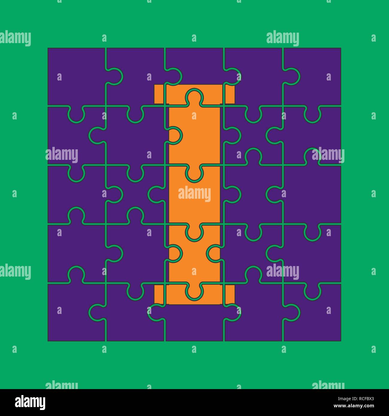 Lettre I est écrit sur les pièces du puzzle Illustration de Vecteur