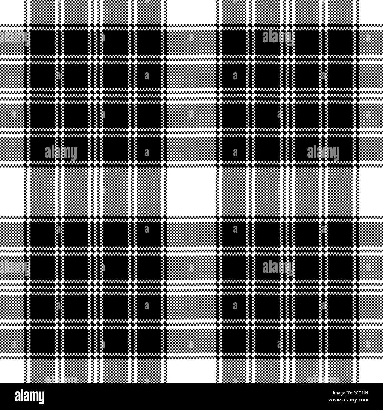 Pixel classique noir blanc plaid modèle homogène. Vector illustration. Illustration de Vecteur