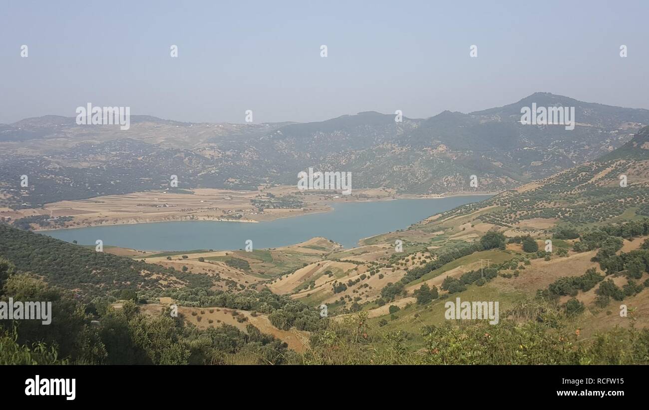 Barrage Al Wahda au Maroc. Banque D'Images