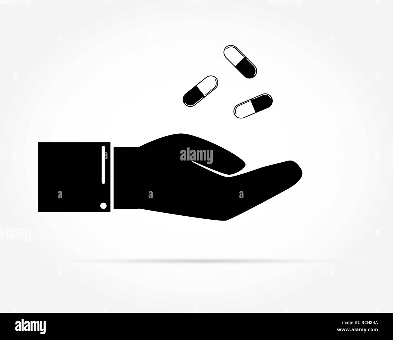 Dans la paume de votre main avec capsule automne médicament Illustration de Vecteur
