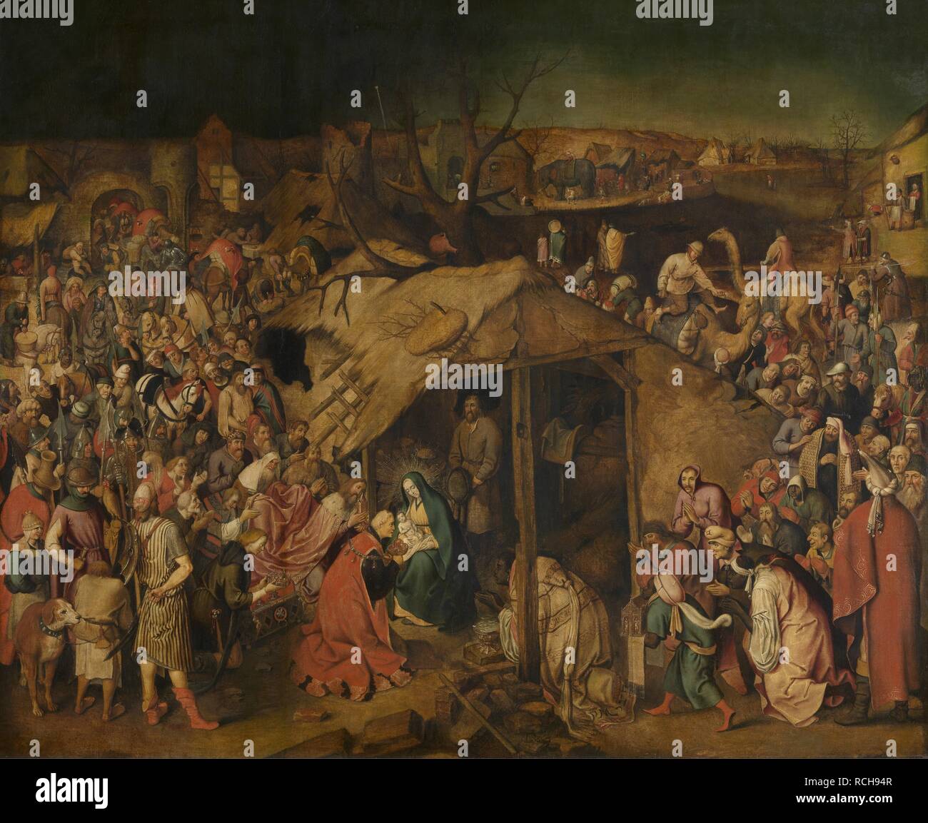 L'Adoration des Mages. Musée : Musée Royal des Beaux-Arts, Anvers. Auteur : Pieter Brueghel, le plus jeune. Banque D'Images