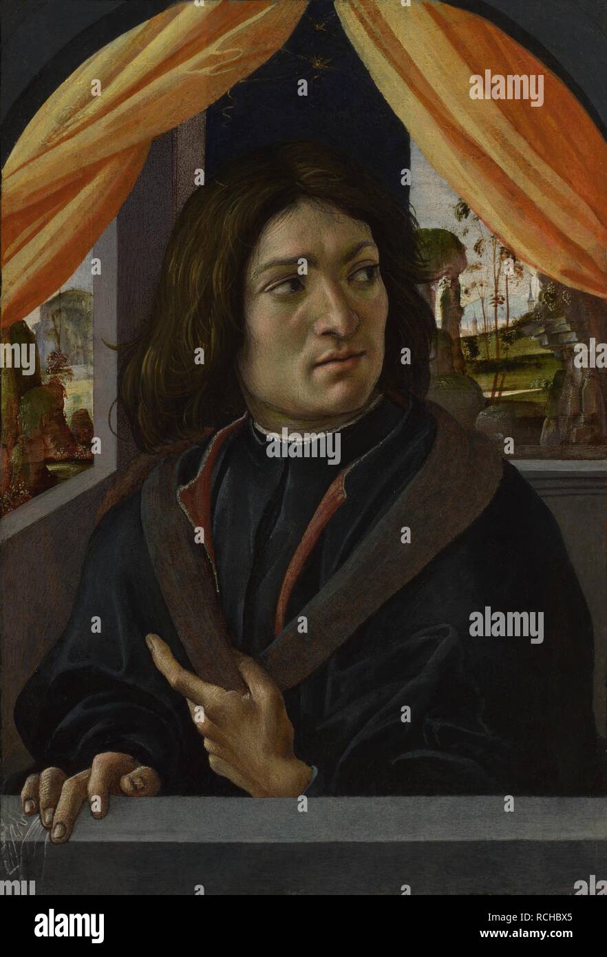 Portrait d'un homme. Musée : National Gallery, Londres. Auteur : Raffaellino Del Garbo. Banque D'Images