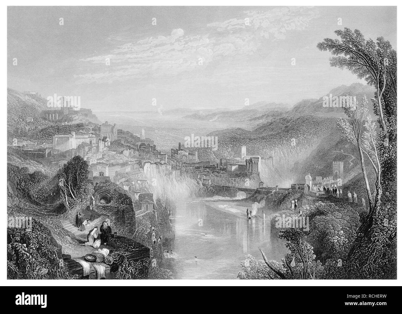 J.M.W Turner l'Italie moderne gravé par W.Miller Banque D'Images