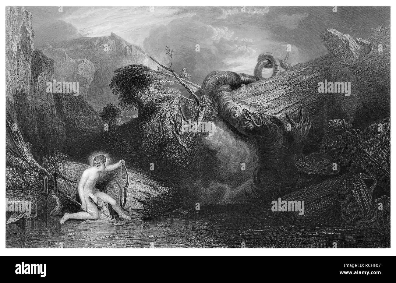 J.M.W Turner Apollo tuer le python gravée par L.Stocks Banque D'Images