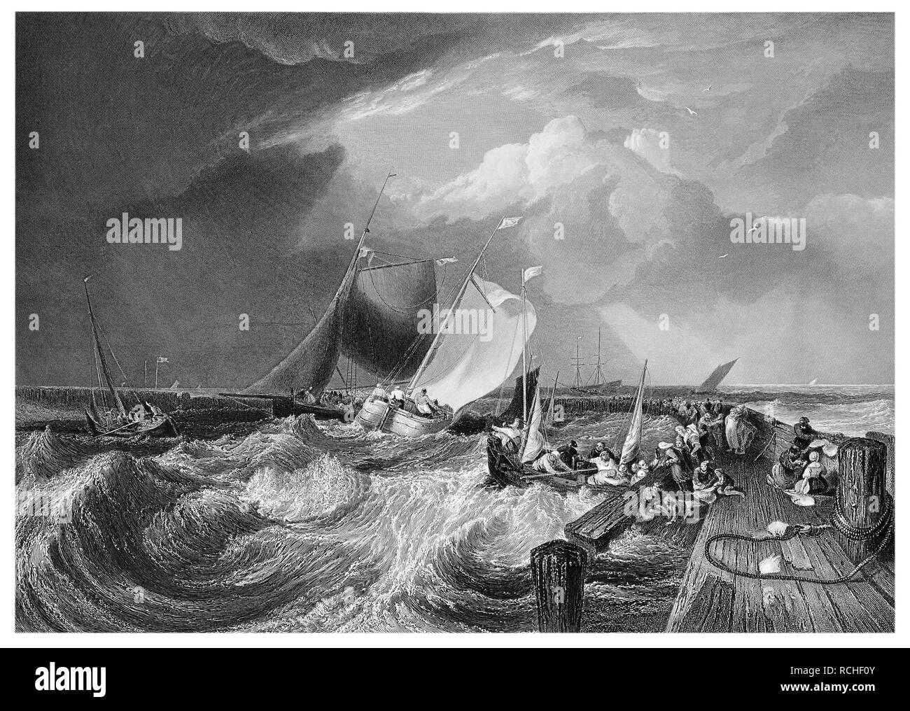 J.M.W Turner Calais pier gravé par J. Cousen Banque D'Images