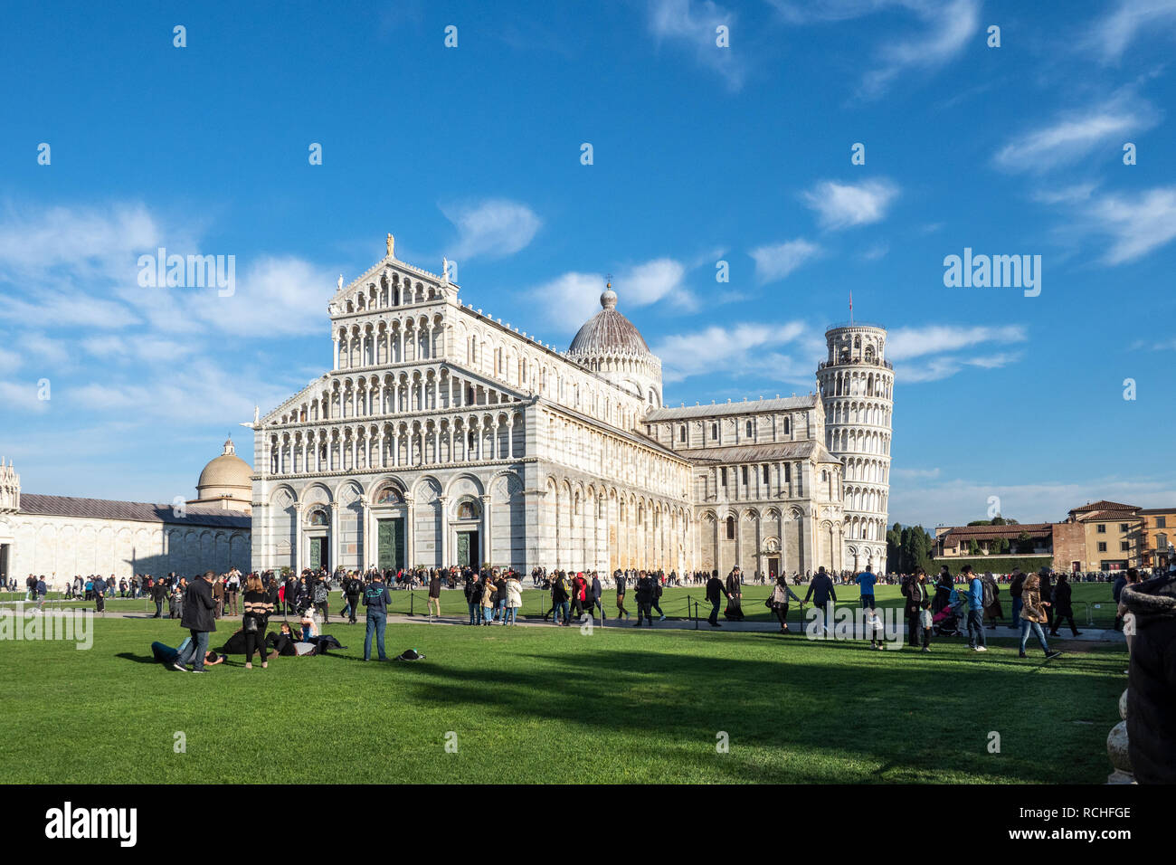 01 janvier 2019, Pise, Toscane, Italie - Pise Cathédrale avec la Tour de Pise à l'arrière-plan Banque D'Images