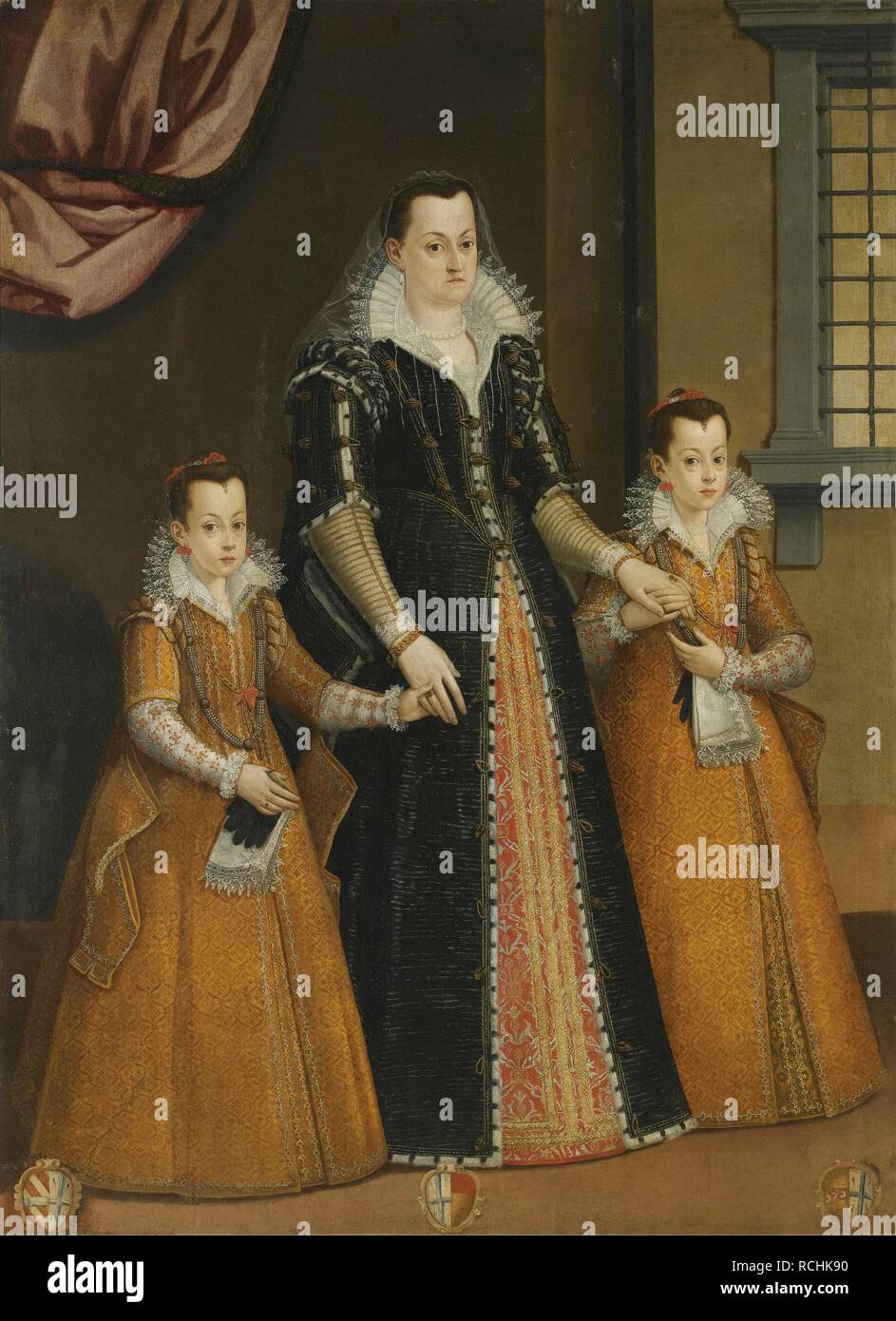 Portrait de la Comtesse Constance Machiavel et ses deux filles. Musée : collection privée. Auteur : anonyme. Banque D'Images