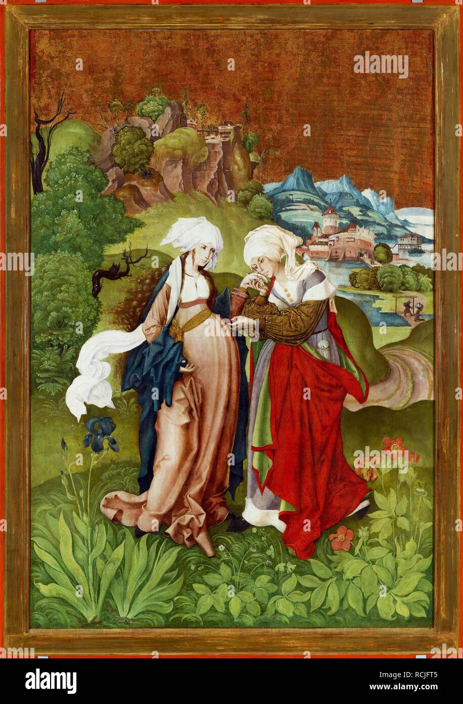 La Visitation. Musée : Szepmuveszeti Muzeum, Budapest. Auteur : Maître M. S. Banque D'Images