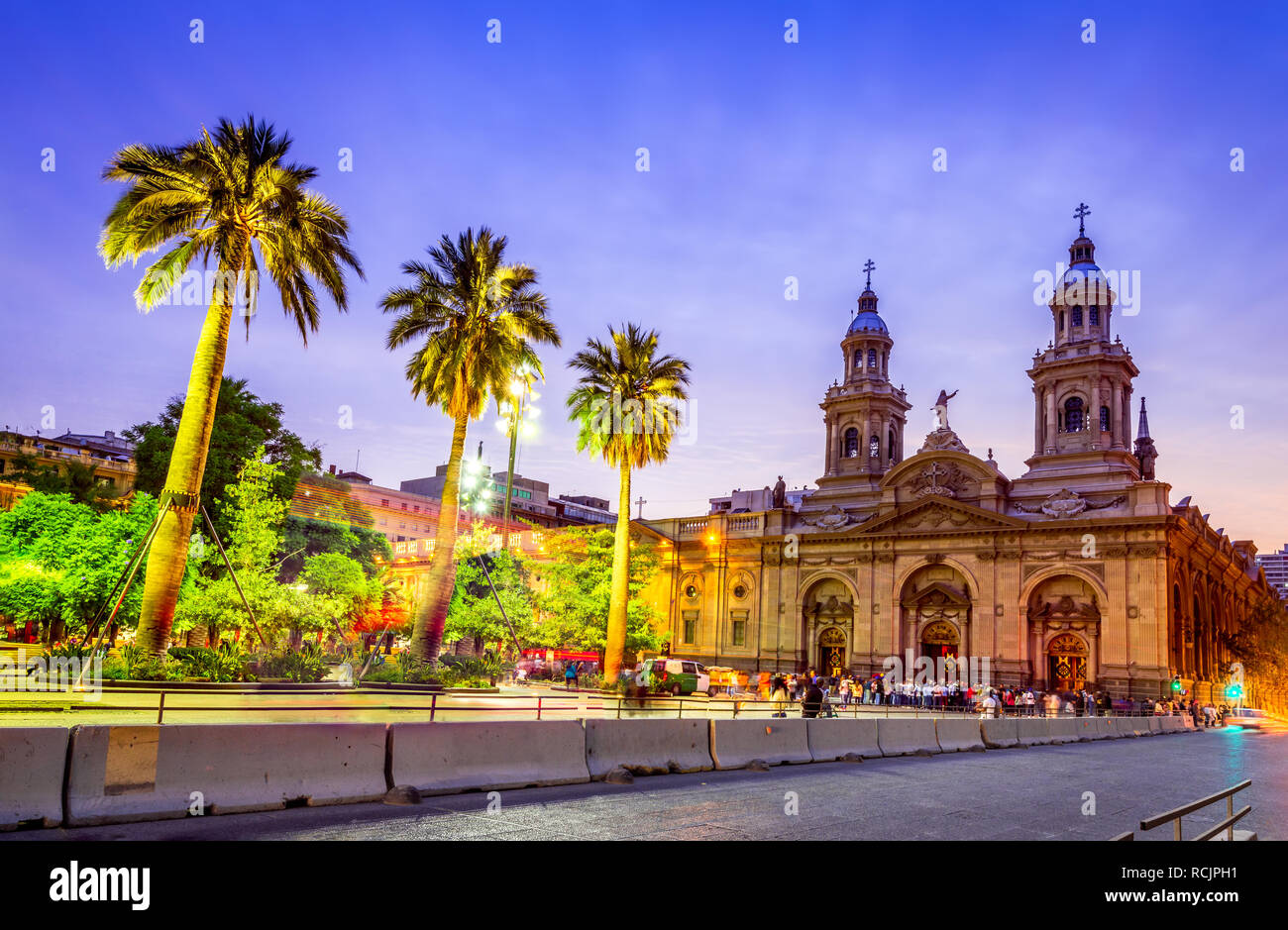 Santiago du Chili, la Plaza de Armas, la place principale de la capitale du Chili Banque D'Images