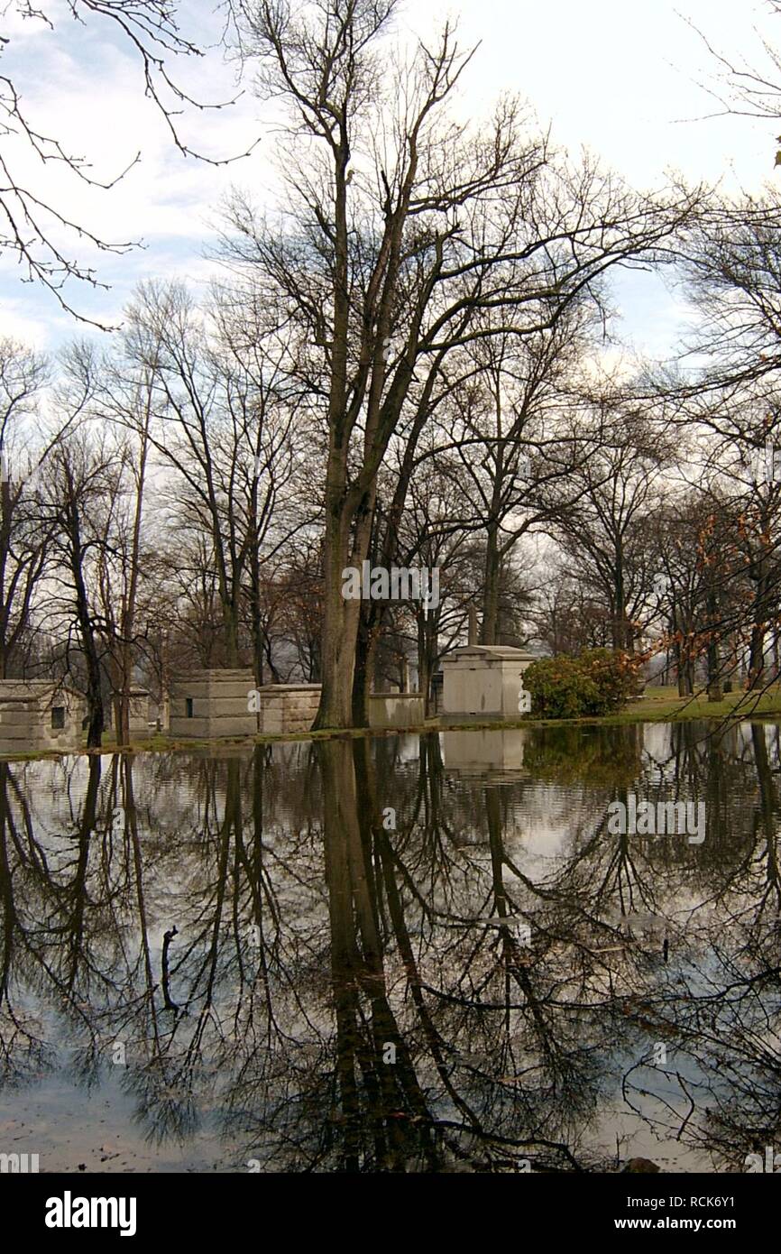 Cimetière d'Allegheny, 2015-04-09, étang 01. Banque D'Images