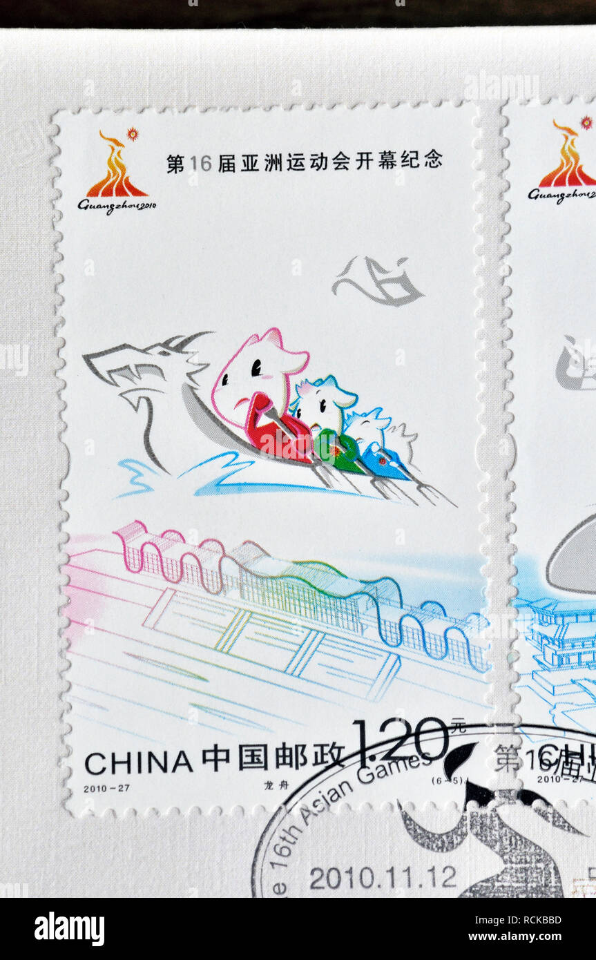 Chine - circa 2010 : timbres un imprimé en Chine montre 2010-27 l'Ouverture mémorial de Guangzhou Jeux asiatiques 2010 circa 2010 ,. Banque D'Images