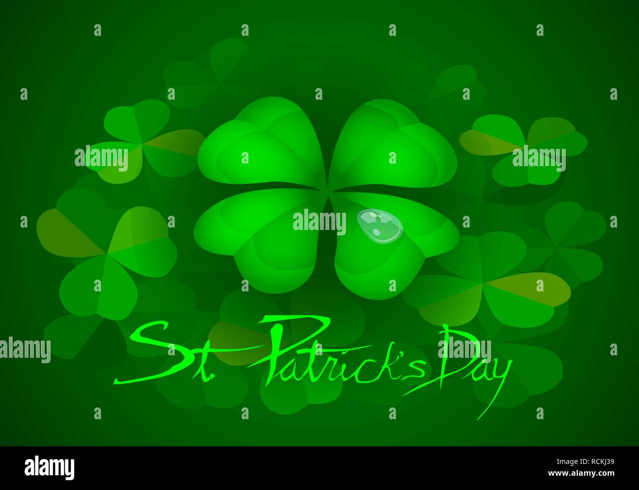 Saint Patrick's Day party poster vector background with a happy trèfle à quatre feuilles. Illustration de Vecteur