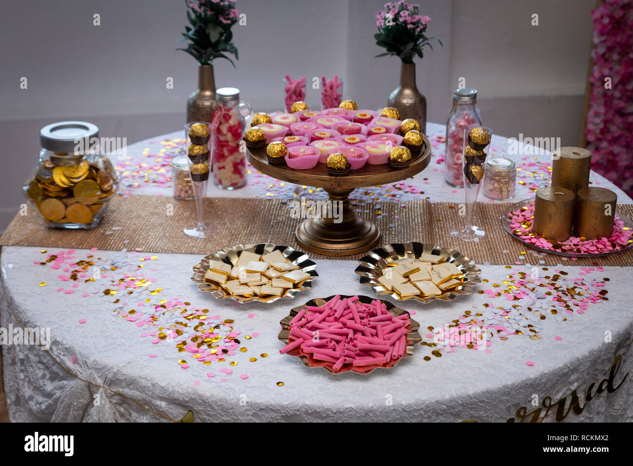 Décoration de table de mariage iranien arabe Banque D'Images
