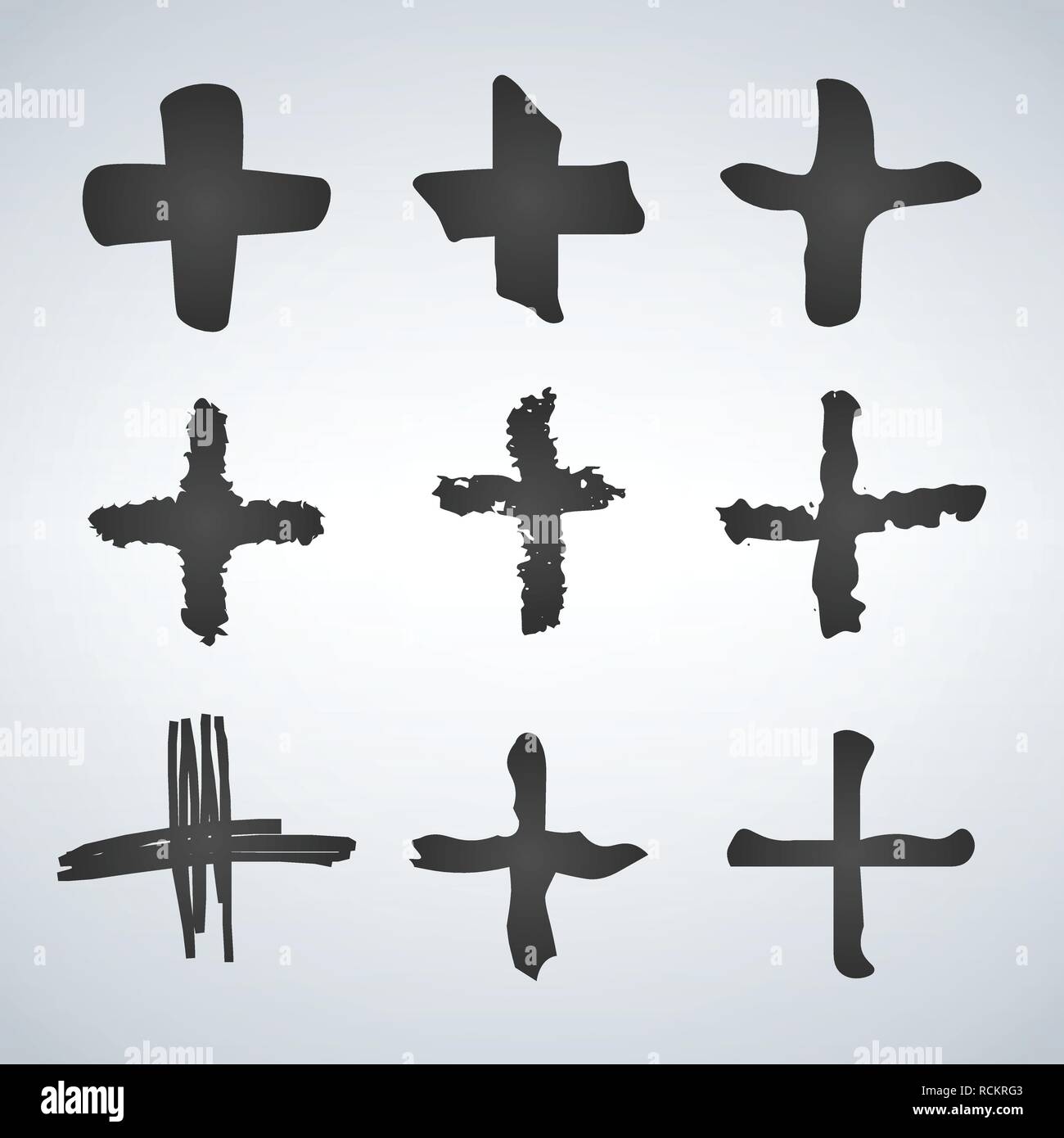 Plus de symboles. Ensemble de 25 la main a peint des signes plus isolé sur un fond blanc. Vector illustration Illustration de Vecteur