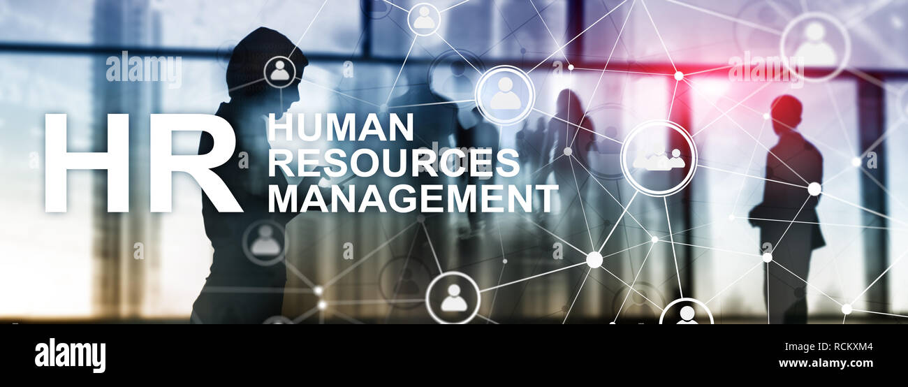 La gestion des ressources humaines, RH, Team Building et de recrutement concept sur fond flou. Banque D'Images
