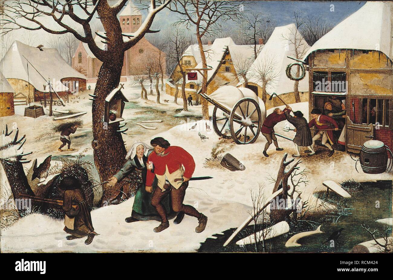 Retour de l'auberge. Musée : Musée des beaux-arts, Montréal. Auteur : Pieter Brueghel, le plus jeune. Banque D'Images