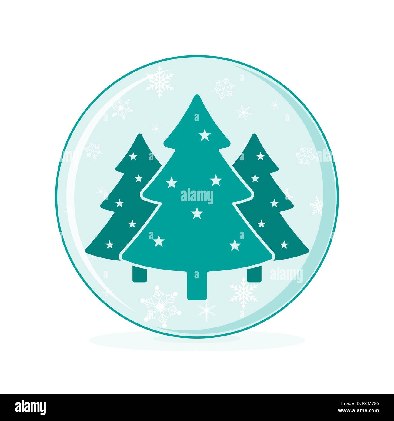 Boule à neige de Noël avec l'arbre de Noël et flocons de neige dans télévision design. Vector illustration. Carte de vœux de Nouvel An Illustration de Vecteur