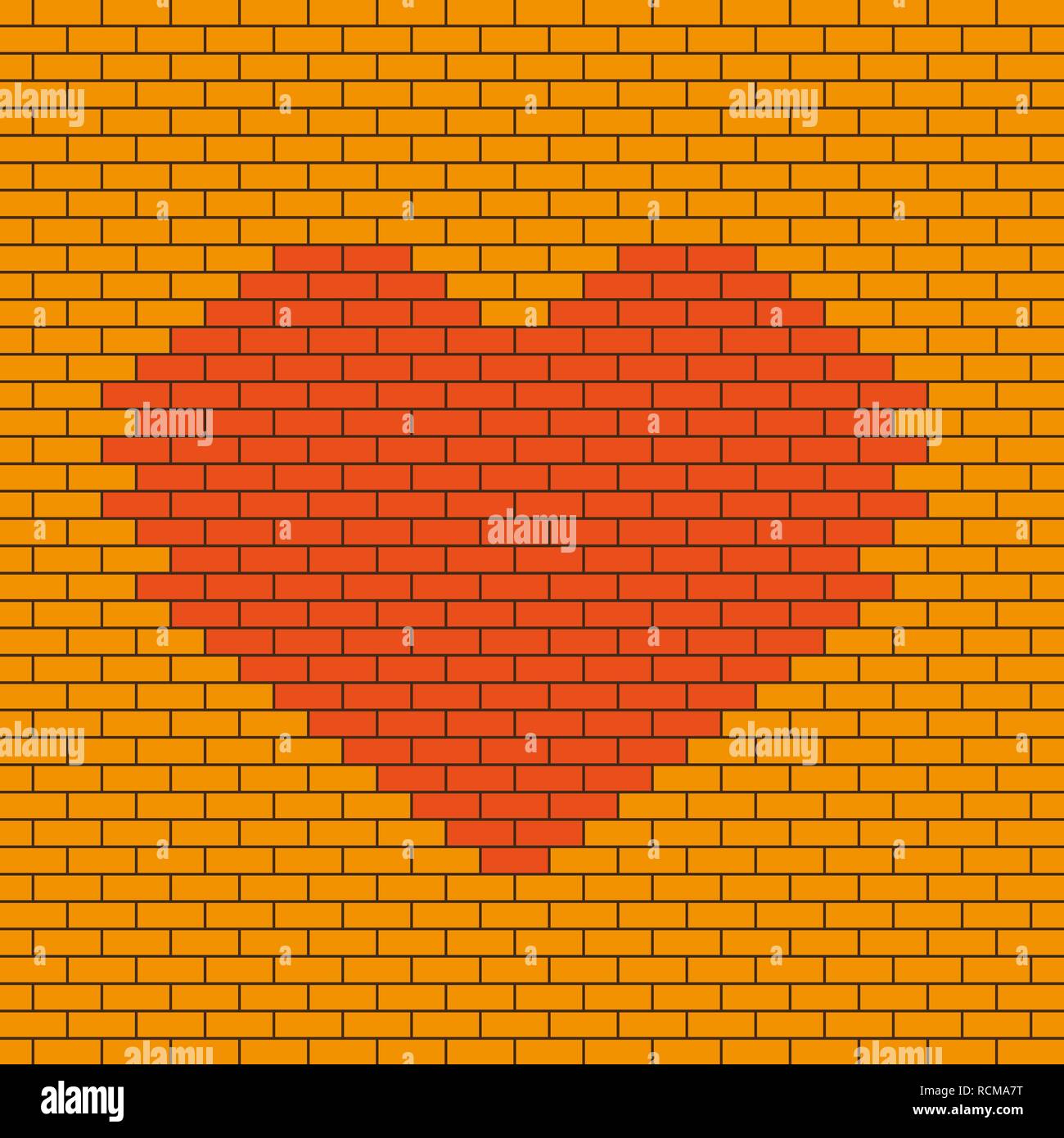 Mur de briques en forme de coeur dans télévision design. Vector illustration. Concept d'amour Illustration de Vecteur