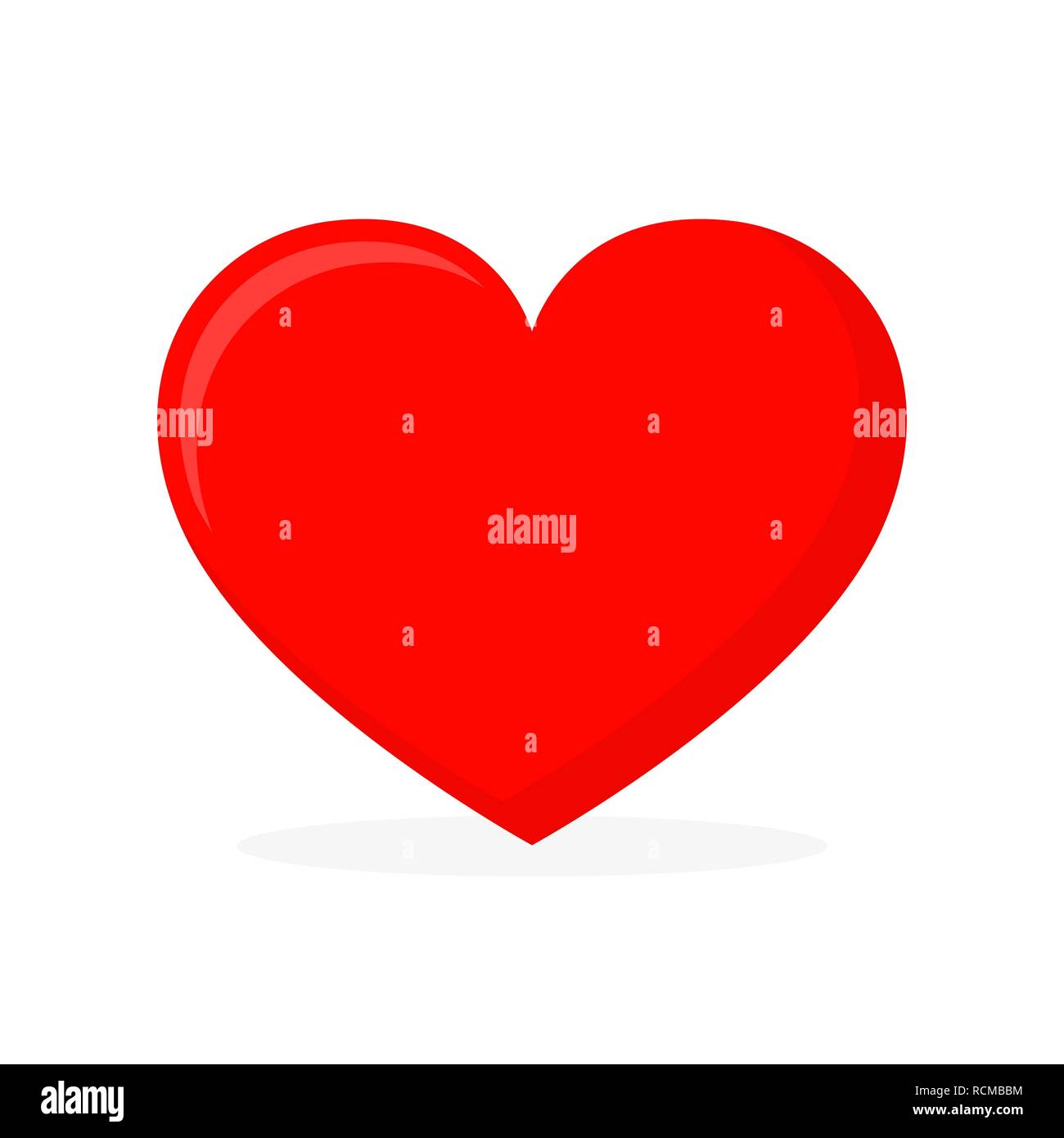 Coeur rouge pour la Saint-Valentin. Forme de coeur simple sur fond blanc en version plate. Vector illustration. Illustration de Vecteur