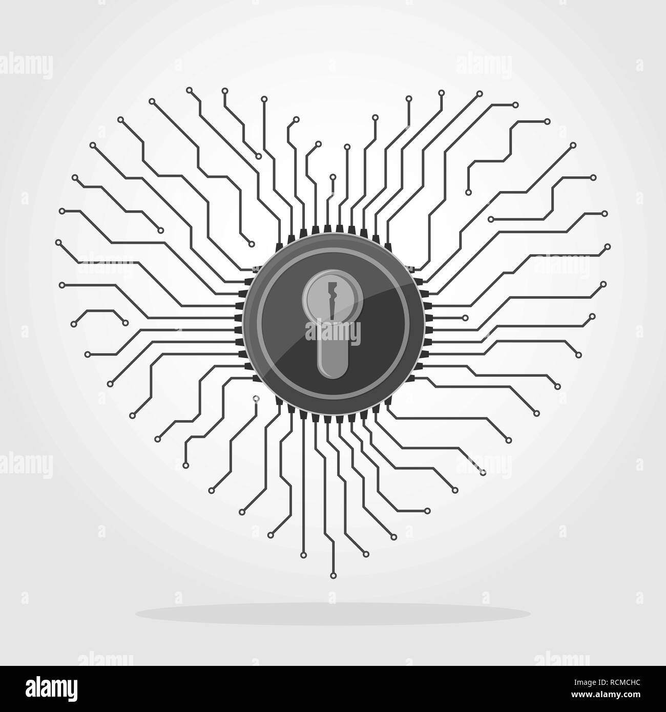 Dans l'icône de verrouillage électronique modèle plat. Vector illustration. Concept de sécurité de l'information, isolé sur fond clair Illustration de Vecteur