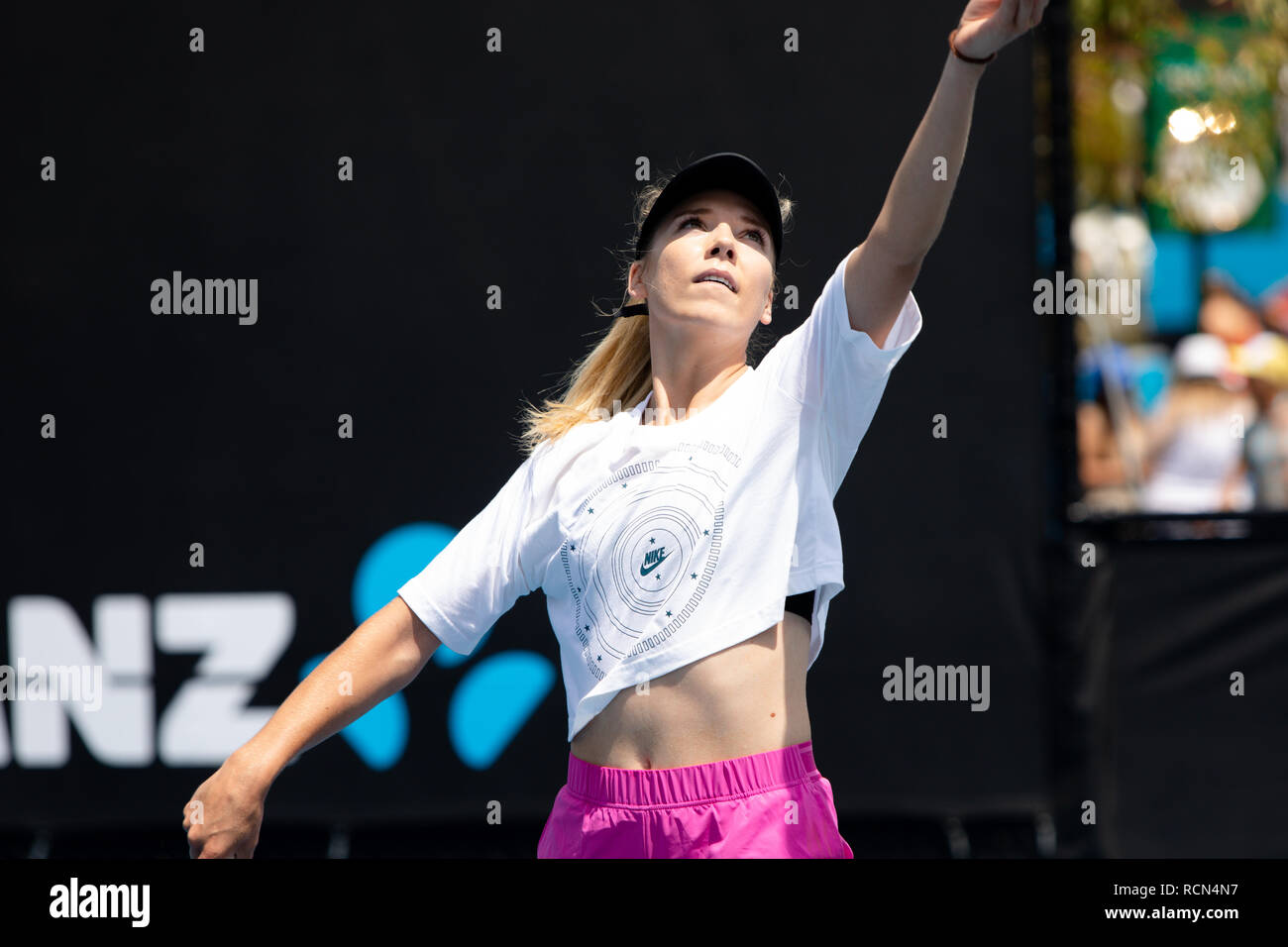 Melbourne, Australie. 16 janvier, 2019. Katie Boulter de Grande-Bretagne au cours d'une session pratique à l'Australian Open 2019 Tournoi de tennis du Grand Chelem à Melbourne, Australie. Crédit : Frank Molter/Alamy Live News Banque D'Images