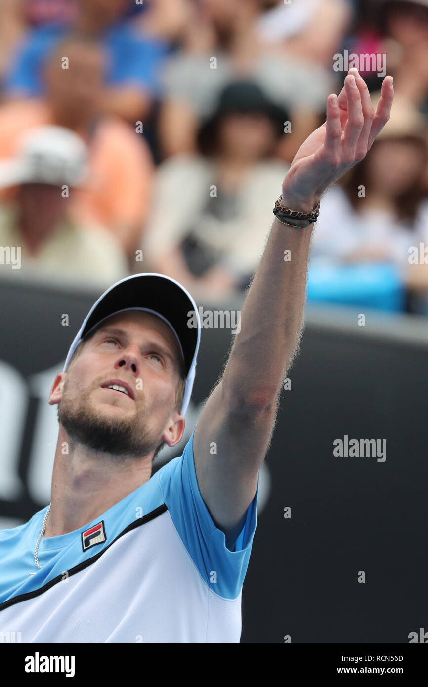 Melbourne Park, Melbourne, Australie. 16 janvier, 2019. Open de tennis d'Australie, jour 3 ; Andreas Seppi de l'Italie en action contre la Géorgie Nikoloz Basilashvili : Crédit d'Action Plus Sport/Alamy Live News Banque D'Images