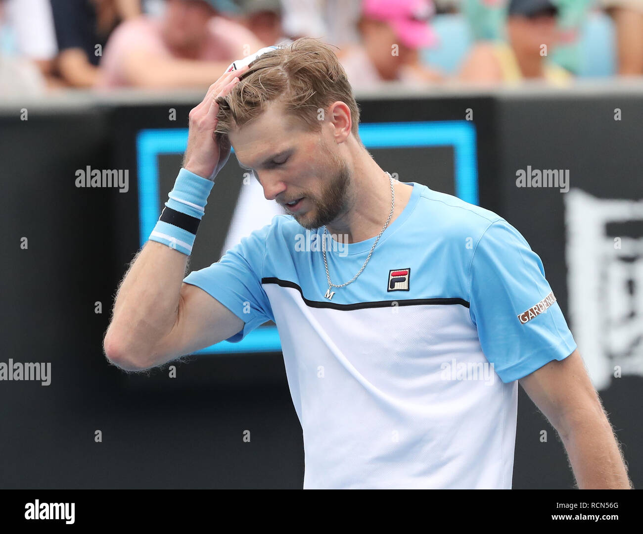 Melbourne Park, Melbourne, Australie. 16 janvier, 2019. Open de tennis d'Australie, jour 3 ; Andreas Seppi de l'Italie en action contre la Géorgie Nikoloz Basilashvili : Crédit d'Action Plus Sport/Alamy Live News Banque D'Images