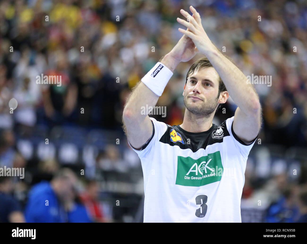 Berlin, Allemagne. 15 janvier, 2019.Uwe Gensheimer pour l'Allemagne l'Allemagne applaudes fans Crédit : Mickael Chavet/Alamy Live News Banque D'Images