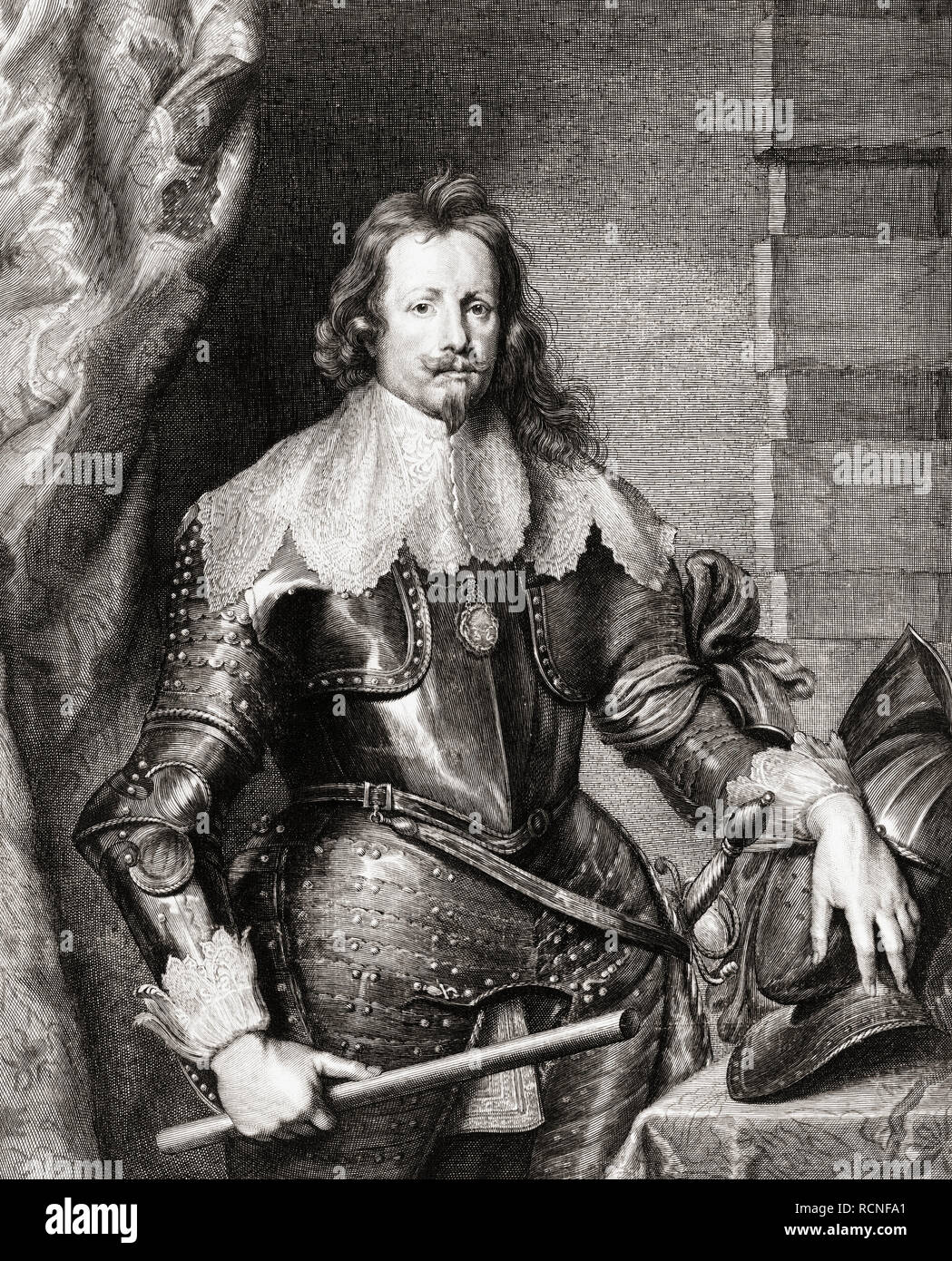 Francis Thomas de Savoie, prince de Carignano, 1596-1656. Le commandant militaire italien, fondateur de la branche Carignano de la Maison de Savoie. Après un portrait par Anthony Van Dyck. Banque D'Images
