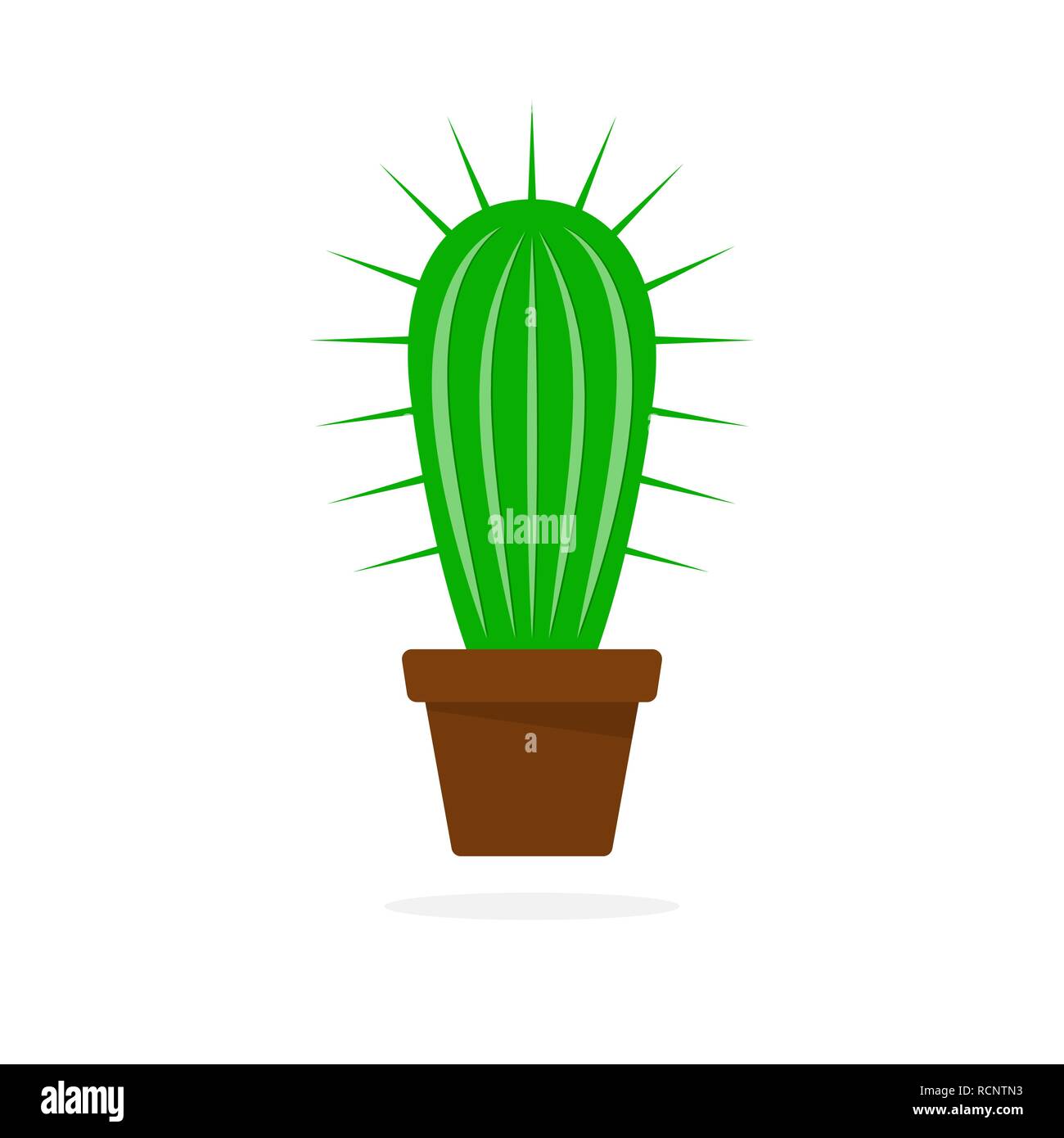 Dans l'icône de cactus flat design. Vector illustration. Cartoon cactus dans pot de fleurs. Illustration de Vecteur