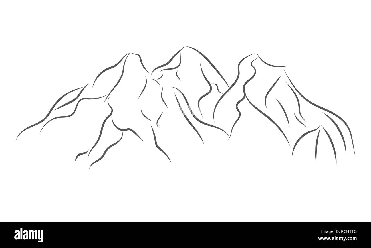 Résumé La Montagne en version plate. Vector illustration. Montagnes grises, icône isolé sur fond blanc Illustration de Vecteur