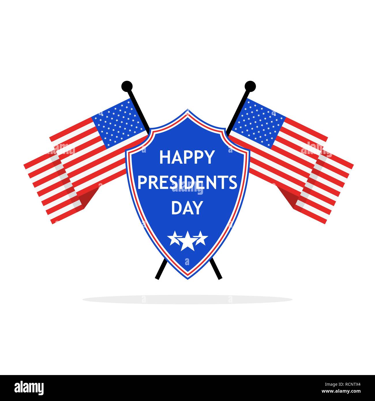Logo de la Journée des présidents dans télévision design. Vector illustration. Résumé Journée Présidents logo avec bouclier et drapeaux Illustration de Vecteur