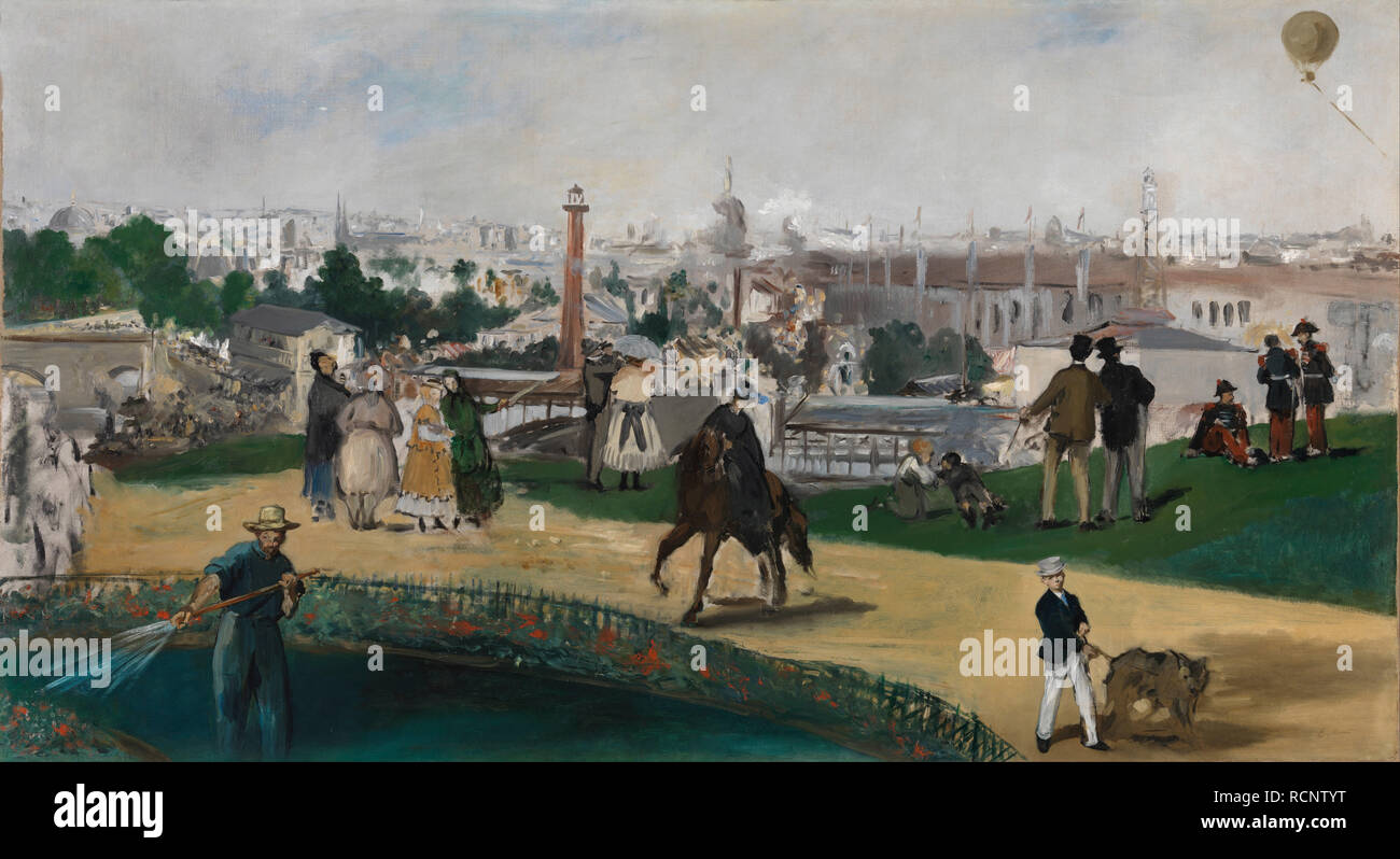 Une vue de l'Exposition Universelle de 1867 à Paris (Vue de l'Exposition Universelle de 1867). Musée : Musée National d'Art, Oslo. Auteur : MANET, EDOUARD. Banque D'Images