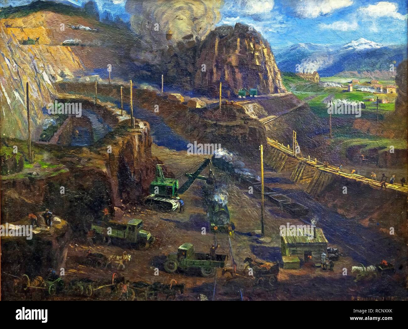 La mine de cuivre, Kounrad Balkhash. Musée : Musée de l'état-et centre d'exposition ROSIZO, Moscou. Auteur : Solodovnikov, Sergey Ignatyevich. Banque D'Images