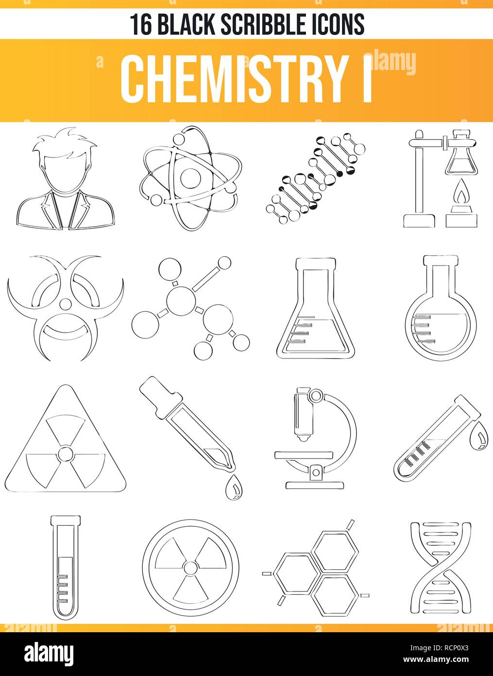 Pictogrammes noir / icônes sur la chimie. Toute la collection est parfaite pour les gens créatifs et concepteurs qui ont besoin sur la chimie dans leurs conceptions graphiques. Illustration de Vecteur