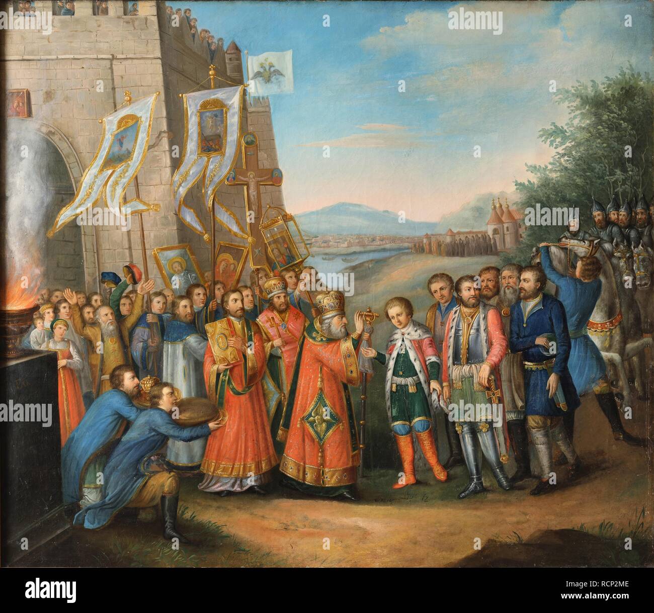 Mikhail Feodorovich est convoqué à la Fédération de trône le 14 mars 1613. Musée : Musée national d'histoire religieuse, St Petersbourg. Auteur : anonyme. Banque D'Images