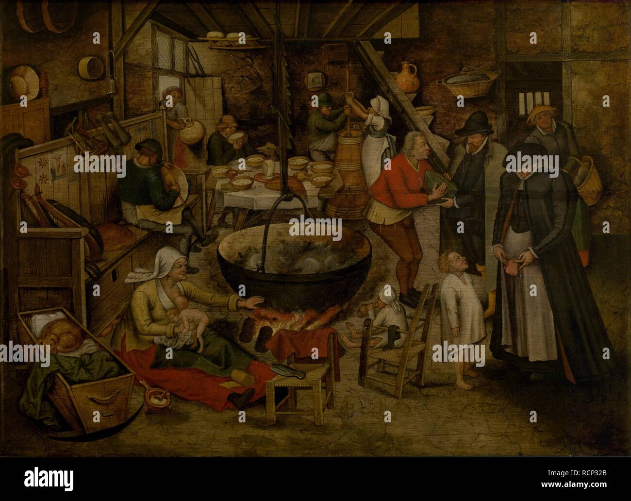 Visite aux paysans. Musée : Musée Royal des Beaux-Arts, Anvers. Auteur : Pieter Brueghel, le plus jeune. Banque D'Images