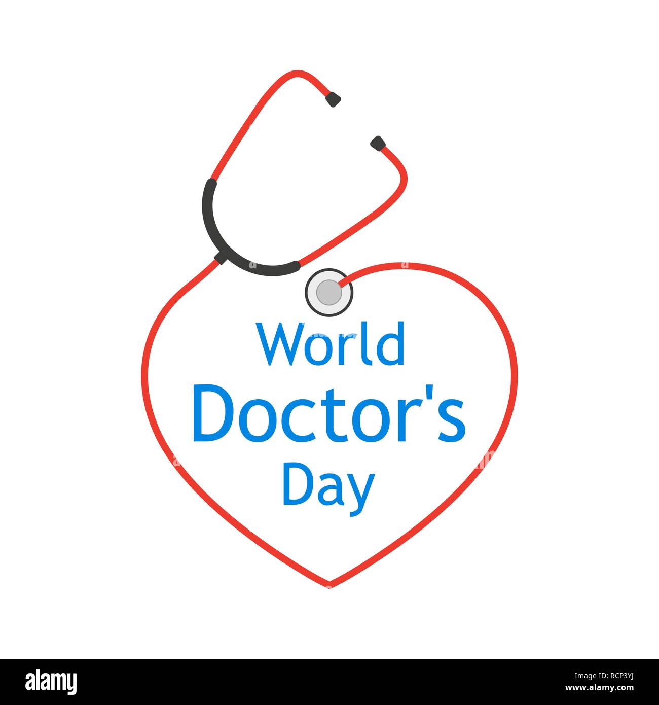 La Journée mondiale de médecin, stéthoscope avec logo de forme plate. Vector illustration. Illustration de Vecteur