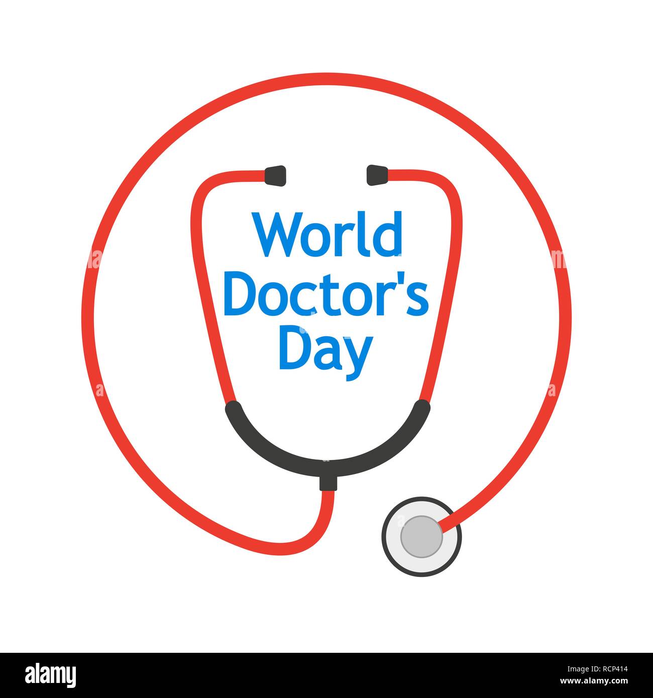 La Journée mondiale de médecin, stéthoscope avec logo de forme plate. Vector illustration. Illustration de Vecteur