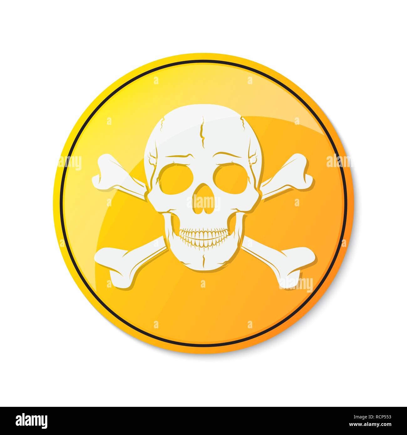 Tête de mort, le logo d'avertissement ou d'attention. Vector illustration. Une note de l'avertissement de danger isolé Illustration de Vecteur