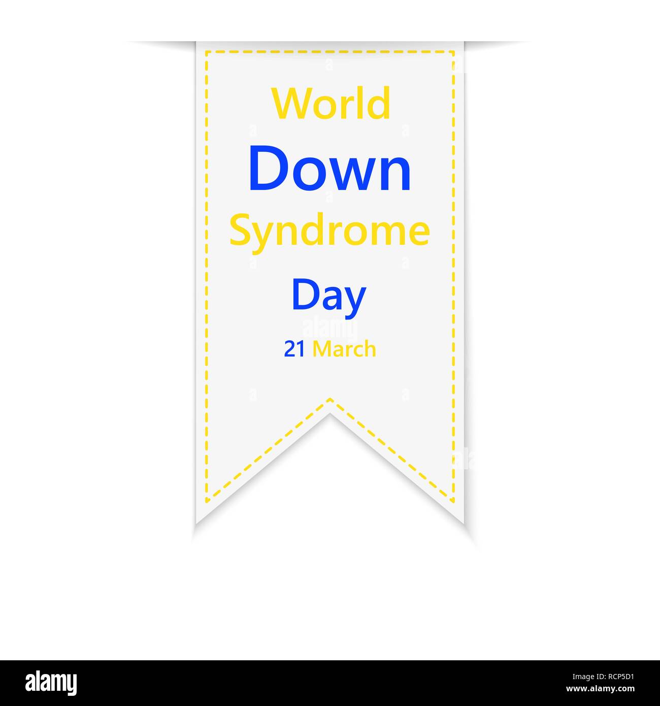 Ruban pour Journée mondiale de la trisomie 21. Vector illustration. 21 mars. Ruban avec lettrage, isolé. Illustration de Vecteur