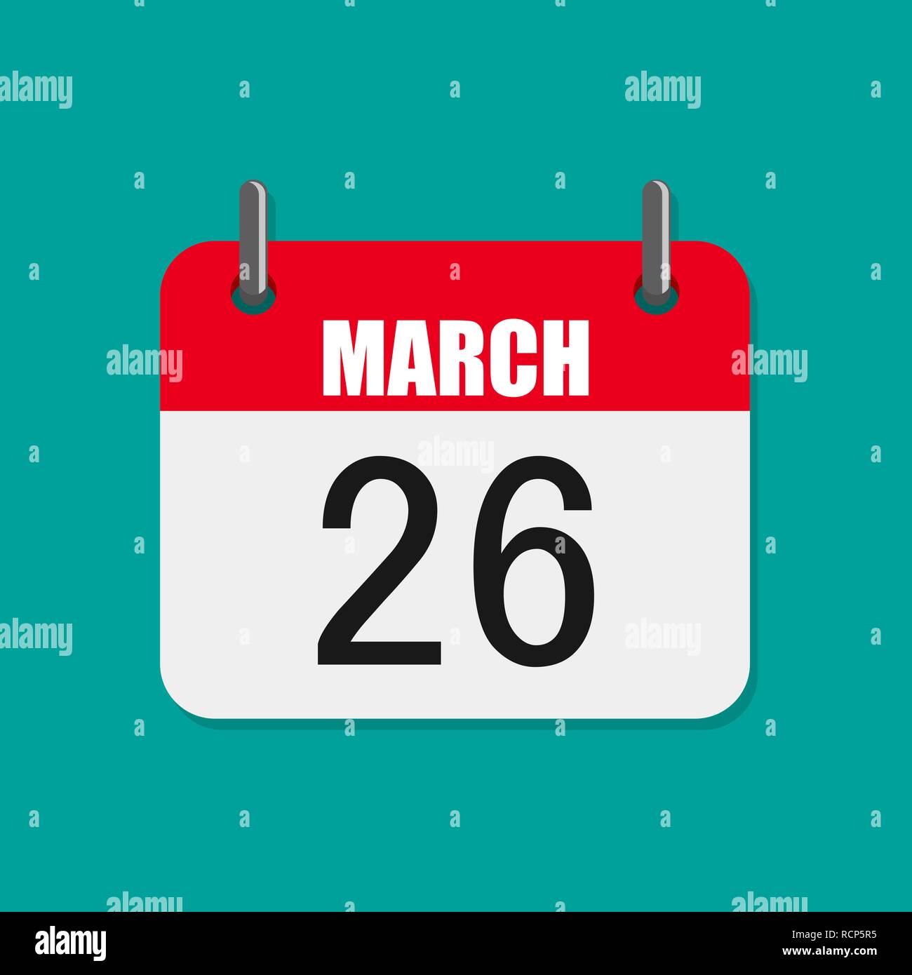 L'icône de calendrier, l'Épilepsie Monde 24. Vector illustration. Calendrier pour le 26 mars en version plate. Illustration de Vecteur