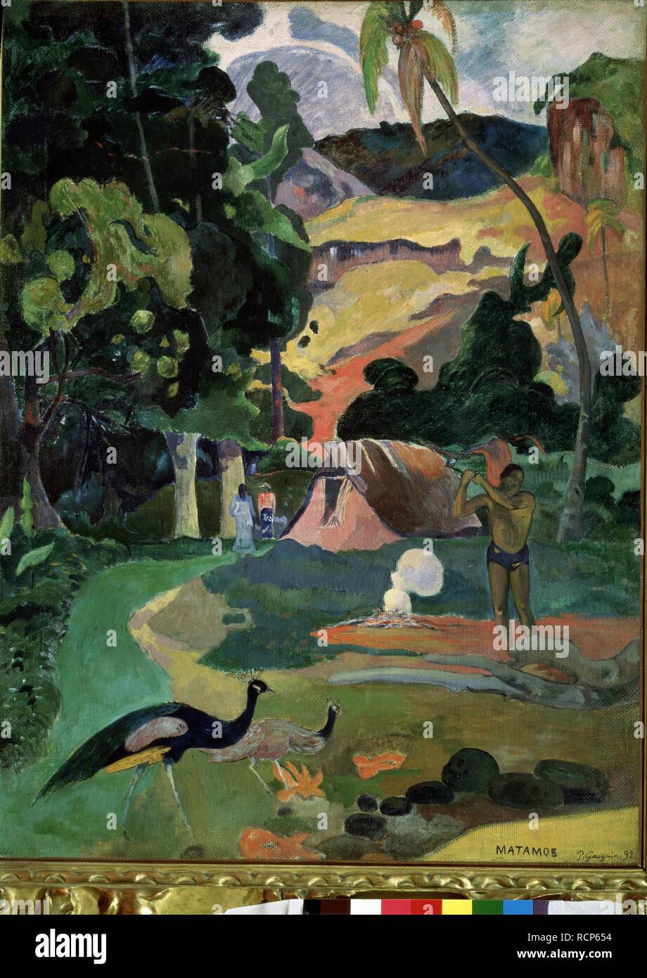 Matamoe ('Mort'. Paysage aux paons). Musée : l'État A. Musée des beaux-arts Pouchkine, Moscou. Auteur : Gauguin, Paul Eugéne Henri. Banque D'Images