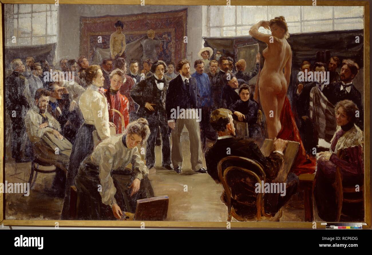 L'atelier de Répine, dans l'Académie impériale des beaux-arts du musée : Musée de l'Académie des beaux-arts de Saint-Pétersbourg. Auteur : Fédération de maître. Banque D'Images