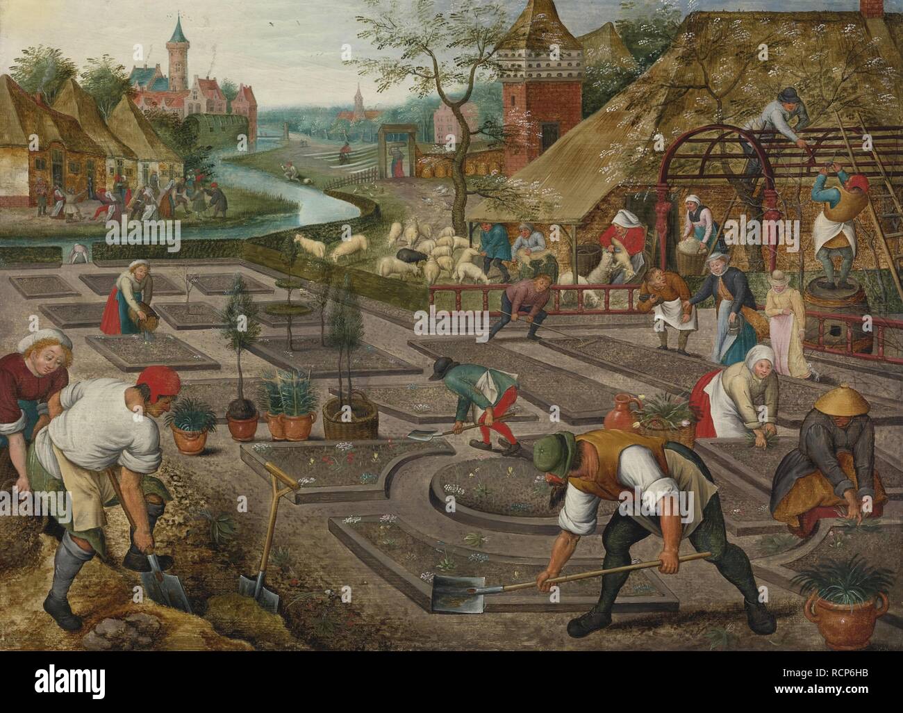 Au printemps. Musée : collection privée. Auteur : Pieter Brueghel, le plus jeune. Banque D'Images