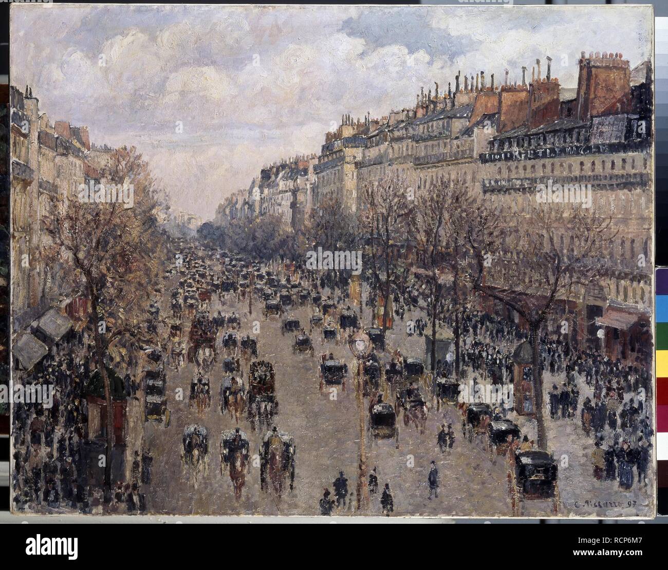 Boulevard Montmartre à Paris. Musée : Etat de l'Ermitage, Saint-Pétersbourg. Auteur : PISSARRO, Camille. Banque D'Images