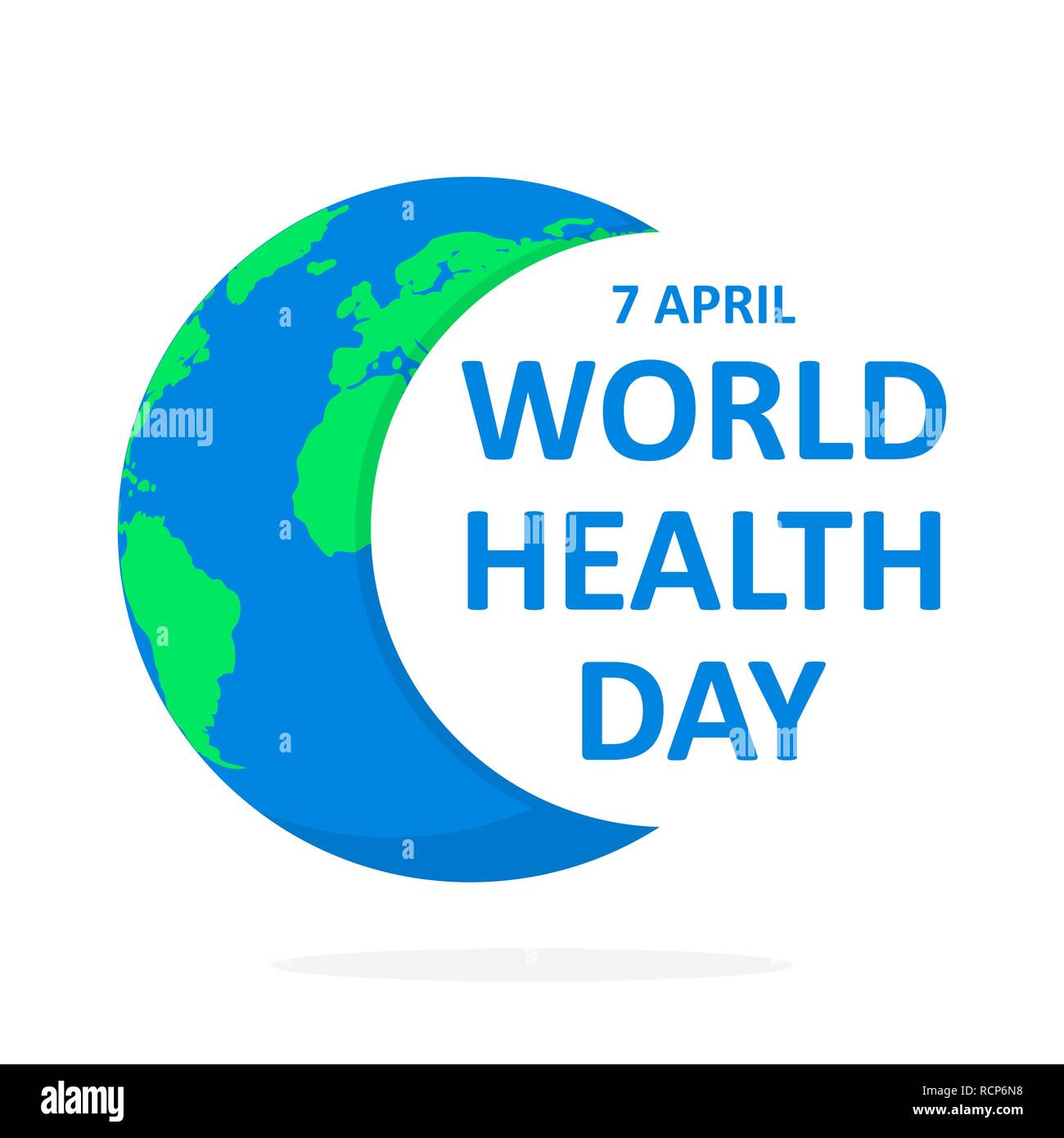 L'affiche de la Journée mondiale de la santé de la Terre et de lettrage avec globe. Vector illustration. Concept de l'écologie et la santé, l'affiche en version plate Illustration de Vecteur